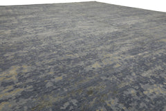 Knotted Rug Slate Gray Hand Knotted 8'x10' Tibetan Sherpa Modern Contemporary Wool and Silk Oriental Area Rug