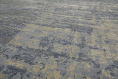 Knotted Rug Slate Gray Hand Knotted 8'x10' Tibetan Sherpa Modern Contemporary Wool and Silk Oriental Area Rug