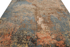 Knotted Rug Celadon Peach Hand Knotted 8'x10' Tibetan Sherpa Modern Contemporary 100% Wool Oriental Area Rug