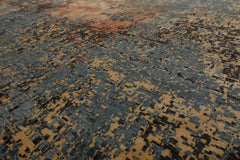 Knotted Rug Celadon Peach Hand Knotted 8'x10' Tibetan Sherpa Modern Contemporary 100% Wool Oriental Area Rug