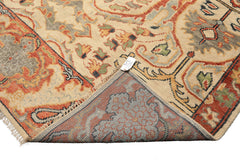 8x10 Beige, Rust, Sage Color Hand Knotted Oushak 100% Wool Oriental Rug