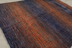9x12 Orange, Navy, Color Hand Knotted 100% Wool Modern Oriental Rug