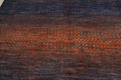 9x12 Orange, Navy, Color Hand Knotted 100% Wool Modern Oriental Rug