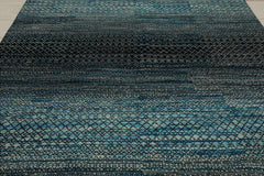8x10 Blue, Charcoal, Aqua Color Hand Knotted 100% Wool Modern Oriental Rug