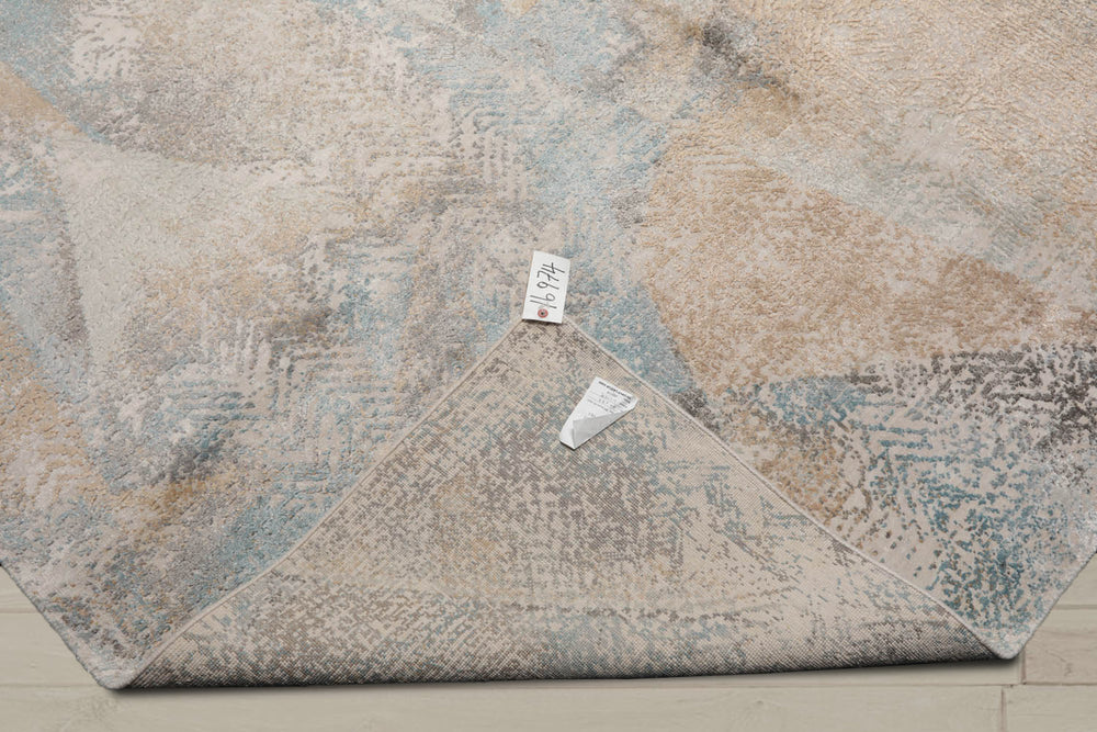 8x10 Beige, Tan, Blue Color Hand Knotted Tibetan Wool & Silk Modern Oriental Rug