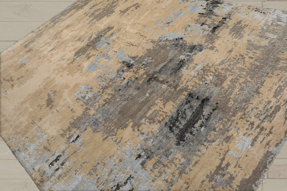 8x10 Beige, Tan, Gray Color Hand Knotted Tibetan Wool Modern Oriental Rug
