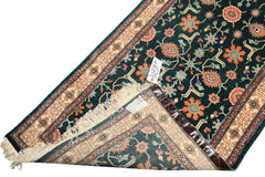 2'6x12 Teal, Ivory, Rose Color Hand Knotted Pak Persian Wool Traditional Oriental Rug