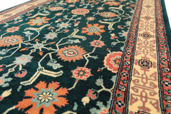 2'6x12 Teal, Ivory, Rose Color Hand Knotted Pak Persian Wool Traditional Oriental Rug