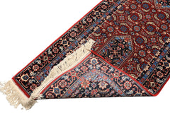 2'6x8 Red, Midnight Blue, Ivory Color Hand Knotted Indo Tabriz Wool Traditional Oriental Rug