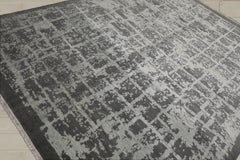 8x10 Tone on Tone Gray, , Color Hand Knotted Tibetan Wool & Silk Modern Oriental Rug