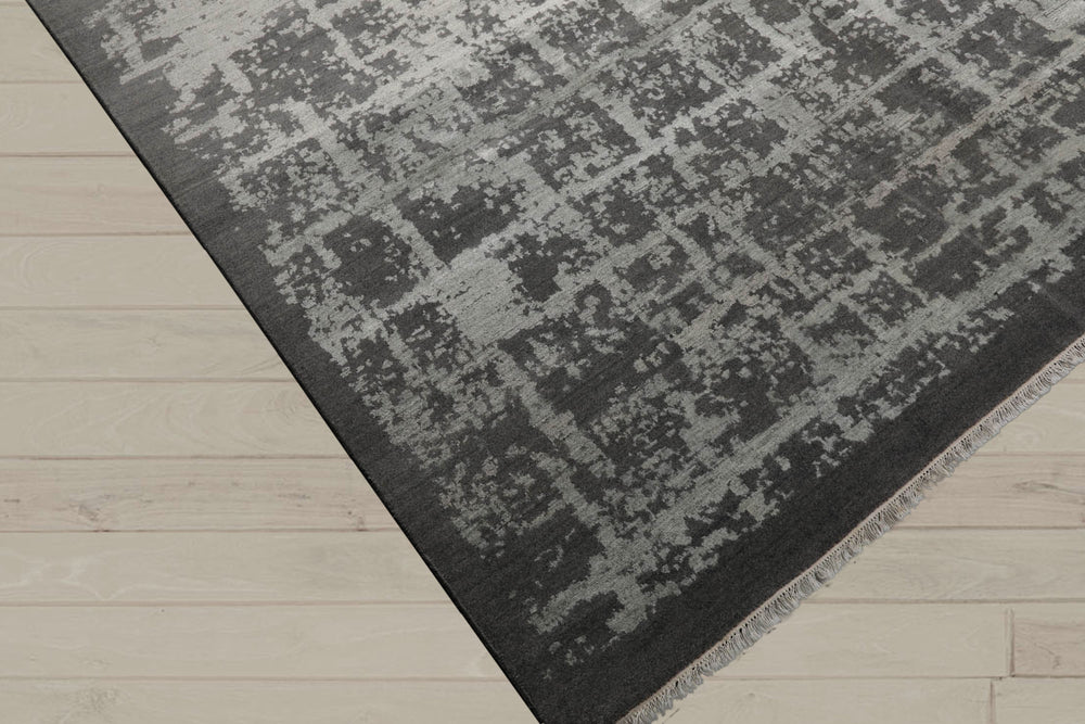 8x10 Tone on Tone Gray, , Color Hand Knotted Tibetan Wool & Silk Modern Oriental Rug