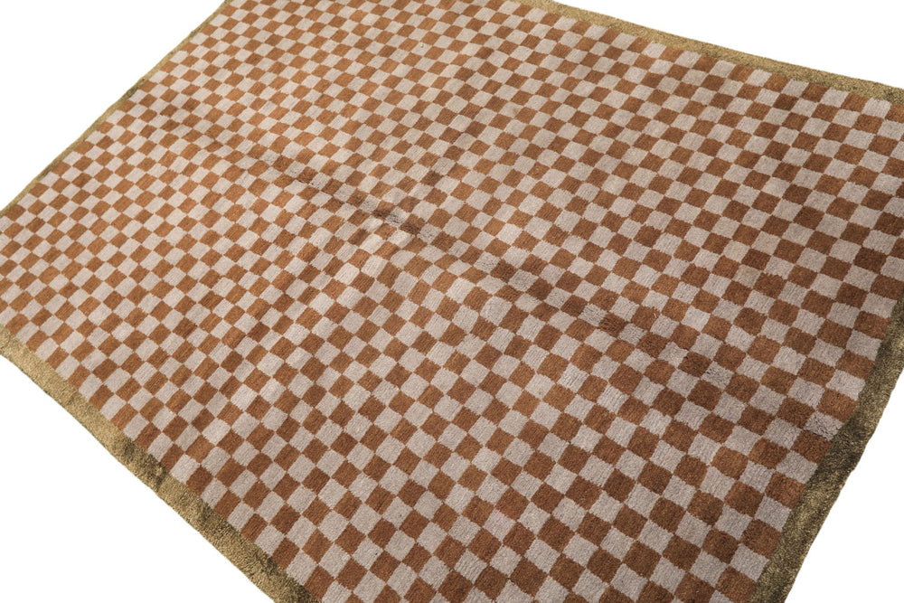 5x7 Gray, Brown, Sage Color Hand Knotted Tibetan Wool & Silk Moden & Contemporary Oriental Rug