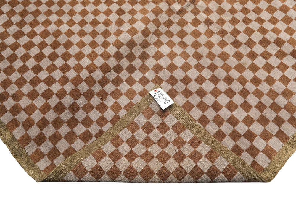 5x7 Gray, Brown, Sage Color Hand Knotted Tibetan Wool & Silk Moden & Contemporary Oriental Rug