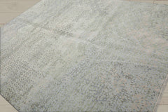 8x10 Beige, Taupe, Green Color Hand Knotted Tibetan Wool & Silk Modern Oriental Rug