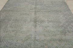 8x10 Beige, Taupe, Green Color Hand Knotted Tibetan Wool & Silk Modern Oriental Rug