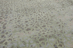 8x10 Beige, Taupe, Green Color Hand Knotted Tibetan Wool & Silk Modern Oriental Rug