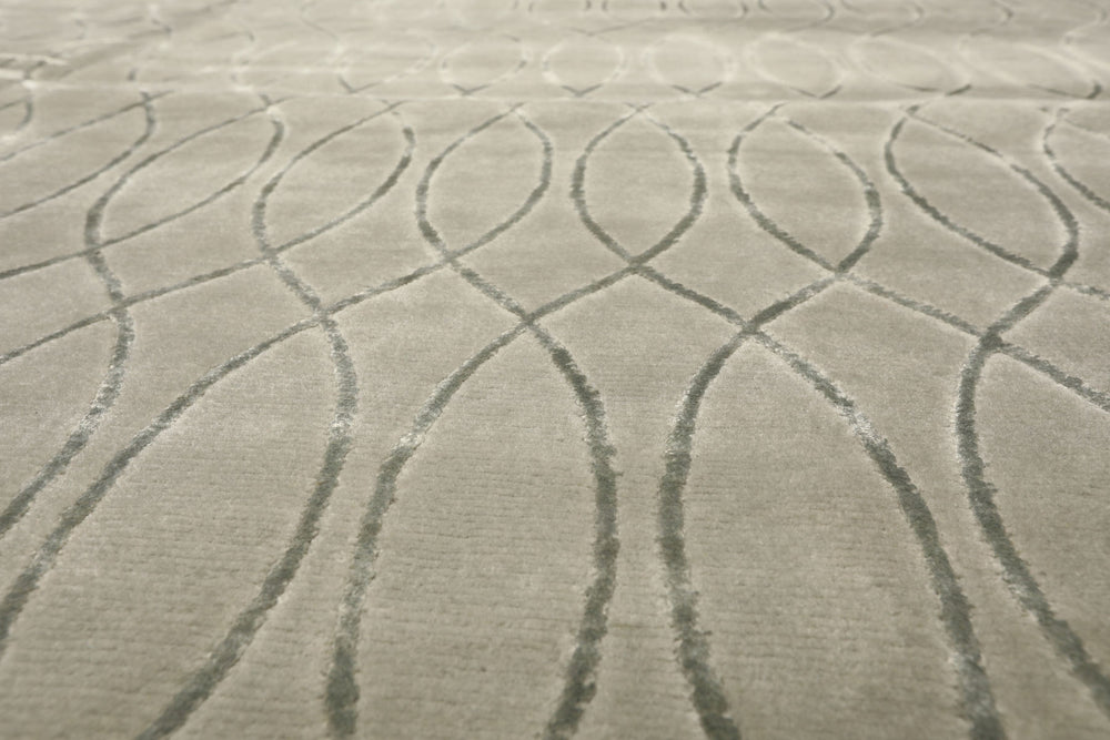 9x12 Tone on Tone Faded Seafoam, , Color Hand Knotted Tibetan Wool & Pure Silk Modern & Contemporay Oriental Rug