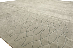 9x12 Tone on Tone Faded Seafoam, , Color Hand Knotted Tibetan Wool & Pure Silk Modern & Contemporay Oriental Rug