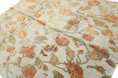 8x10 Aqua, Burnt Orange, Gold Color Hand Knotted Tibetan Wool & Pure Silk Traditional Oriental Rug