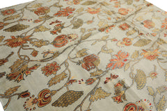 8x10 Aqua, Burnt Orange, Gold Color Hand Knotted Tibetan Wool & Pure Silk Traditional Oriental Rug