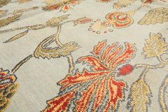 8x10 Aqua, Burnt Orange, Gold Color Hand Knotted Tibetan Wool & Pure Silk Traditional Oriental Rug