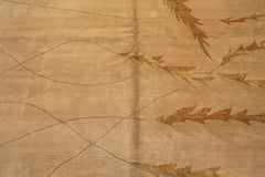 8x10 Tan, Gold, Gray Color Hand Knotted Tibetan Wool & Pure Silk Transitional Oriental Rug
