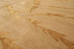 8x10 Tan, Gold, Gray Color Hand Knotted Tibetan Wool & Pure Silk Transitional Oriental Rug