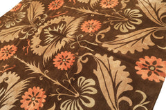 8x10 Brown, Tan, Peach Color Hand Knotted Tibetan Wool & Pure Silk Traditional Oriental Rug