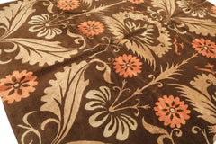 8x10 Brown, Tan, Peach Color Hand Knotted Tibetan Wool & Pure Silk Traditional Oriental Rug