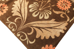 8x10 Brown, Tan, Peach Color Hand Knotted Tibetan Wool & Pure Silk Traditional Oriental Rug
