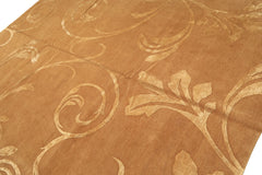 8x10 Tone on Tone Gold, , Color Hand Knotted Tibetan Wool & Pure Silk Transitional Oriental Rug
