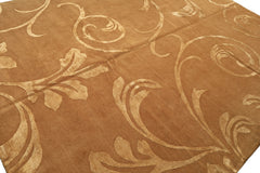 8x10 Tone on Tone Gold, , Color Hand Knotted Tibetan Wool & Pure Silk Transitional Oriental Rug