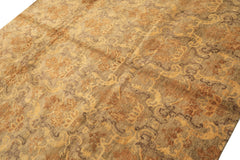 8x10 Brown, Gold, Tan Color Hand Knotted Indo Tibetan Wool Transitional Oriental Rug