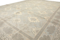 8x10 Seafoam, Gray, Cream Color Hand Knotted Tibetan Wool Transitional Oriental Rug