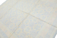 8x10 Blue, Ivory, Seafoam Color Hand Knotted Tibetan Wool Transitional Oriental Rug