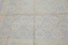 8x10 Blue, Ivory, Seafoam Color Hand Knotted Tibetan Wool Transitional Oriental Rug