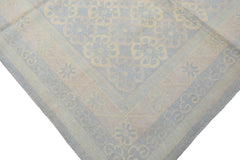 8x10 Blue, Ivory, Seafoam Color Hand Knotted Tibetan Wool Transitional Oriental Rug