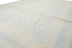 8x10 Blue, Ivory, Seafoam Color Hand Knotted Tibetan Wool Transitional Oriental Rug