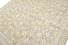 8x10 Gray, Ivory, Slate Color Hand Knotted Tibetan Wool Transitional Oriental Rug