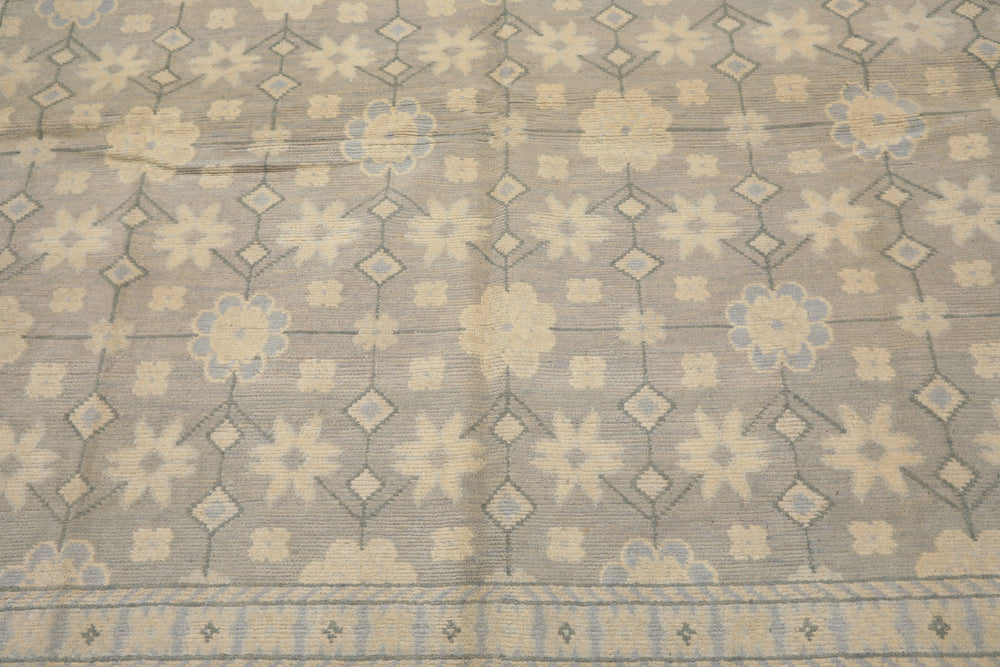 8x10 Gray, Ivory, Slate Color Hand Knotted Tibetan Wool Transitional Oriental Rug