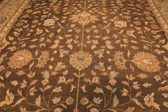 12x18 Brown, Tan, Gold Color Hand Knotted Soumak Wool Traditional Oriental Rug