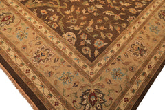 12x18 Brown, Tan, Gold Color Hand Knotted Soumak Wool Traditional Oriental Rug