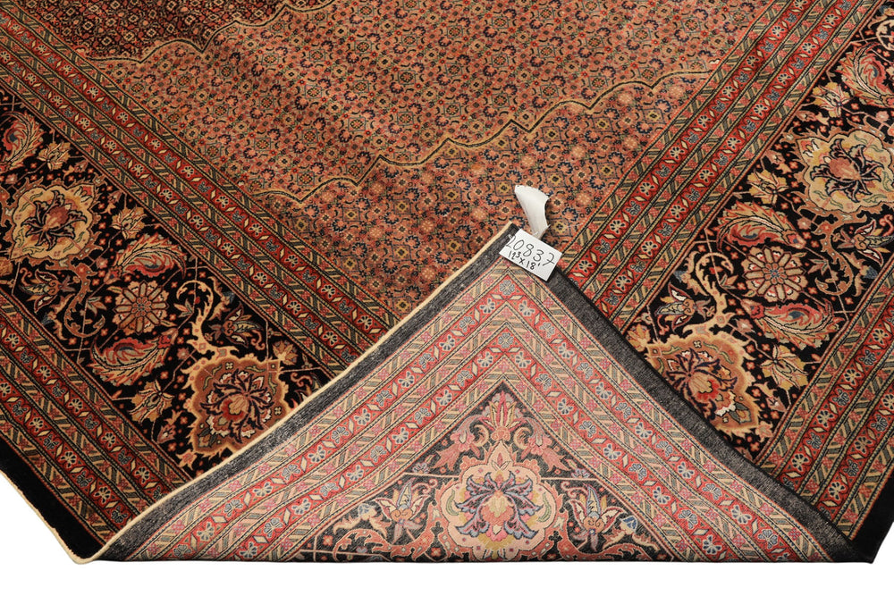 12x18 Black, Rust, Rose Color Hand Knotted Sino Persian Wool & Silk Traditional Oriental Rug