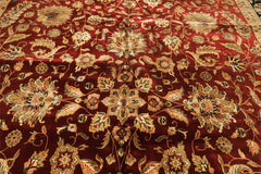 Palace Maroon, Black, Taupe Color Hand Knotted Agra New Zealand Wool & Silk Traditional Oriental Rug