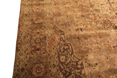 Palace Tan, Sage, Brown Color Hand Knotted Indo Persian Wool Transitional Oriental Rug