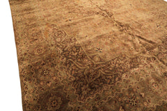 Palace Tan, Sage, Brown Color Hand Knotted Indo Persian Wool Transitional Oriental Rug