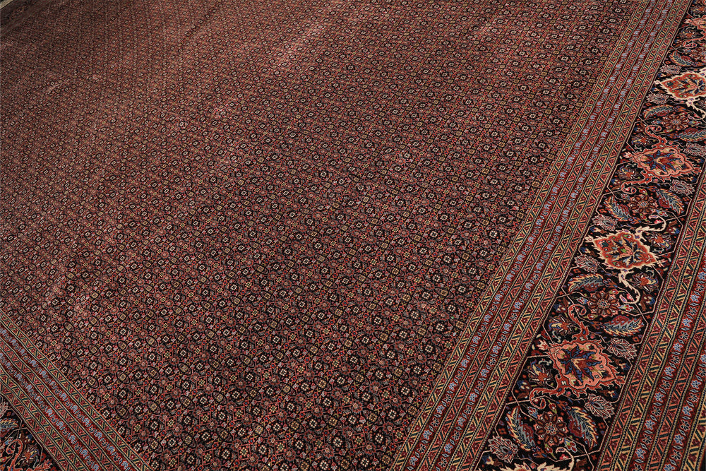 12x18 Black, Rose, Red Color Hand Knotted Sino Persian Wool & Silk Traditional Oriental Rug