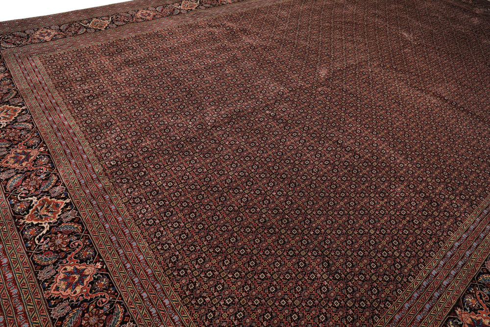 12x18 Black, Rose, Red Color Hand Knotted Sino Persian Wool & Silk Traditional Oriental Rug