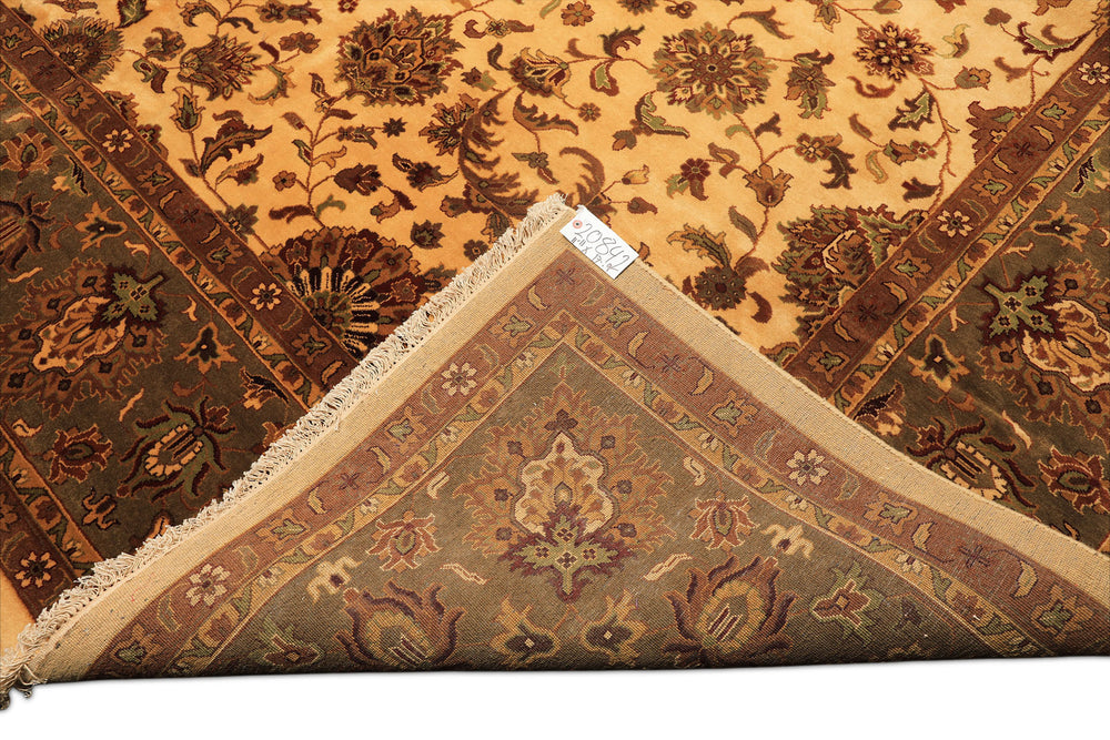 12x18 Ivory, Sage, Rust Color Hand Knotted Agra New Zealand Wool Traditional Oriental Rug
