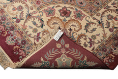 12x18 Plum, Ivory, Blue Color Hand Knotted Kerman Wool Traditional Oriental Rug